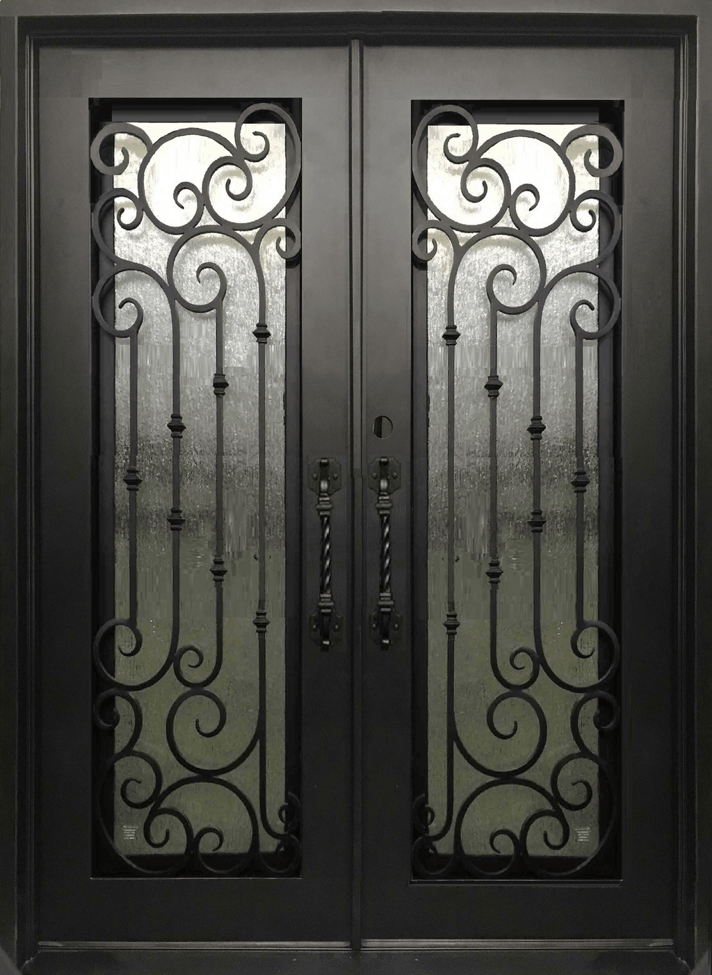 DAHLIA- square top, pre-hung, removable bug screens, wrought iron doors -72X96 Right Hand - Luxe Iron Doors 