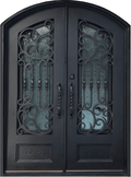 MAPLE- eyebrow top, bottom panel, bug screens wrought iron doors-61x81 Right Hand - Luxe Iron Doors 