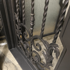 BELLADONNA- square top , inside arch, transom, bug screens, wrought iron doors- 72x96 Right Hand - Door Gate Depot