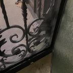 BELLADONNA- square top , inside arch, transom, bug screens, wrought iron doors- 72x96 Right Hand - Door Gate Depot
