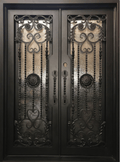 BEGONIA- square top front exterior door, bug screens, wrought iron doors- 72x96 Right Hand - Luxe Iron Doors 