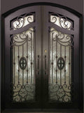 LILY- flat top , inside arch, dual pane operable tempered glass, bug screens, front entry wrought iron doors-72x96 Right Hand - Door Gate Depot