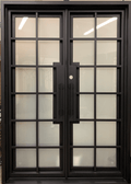 MACE- modern front entry double, wrought iron doors-72x96 Right Hand - Luxe Iron Doors 