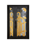 Gilded Harvest Iron Front Door With Sidelights