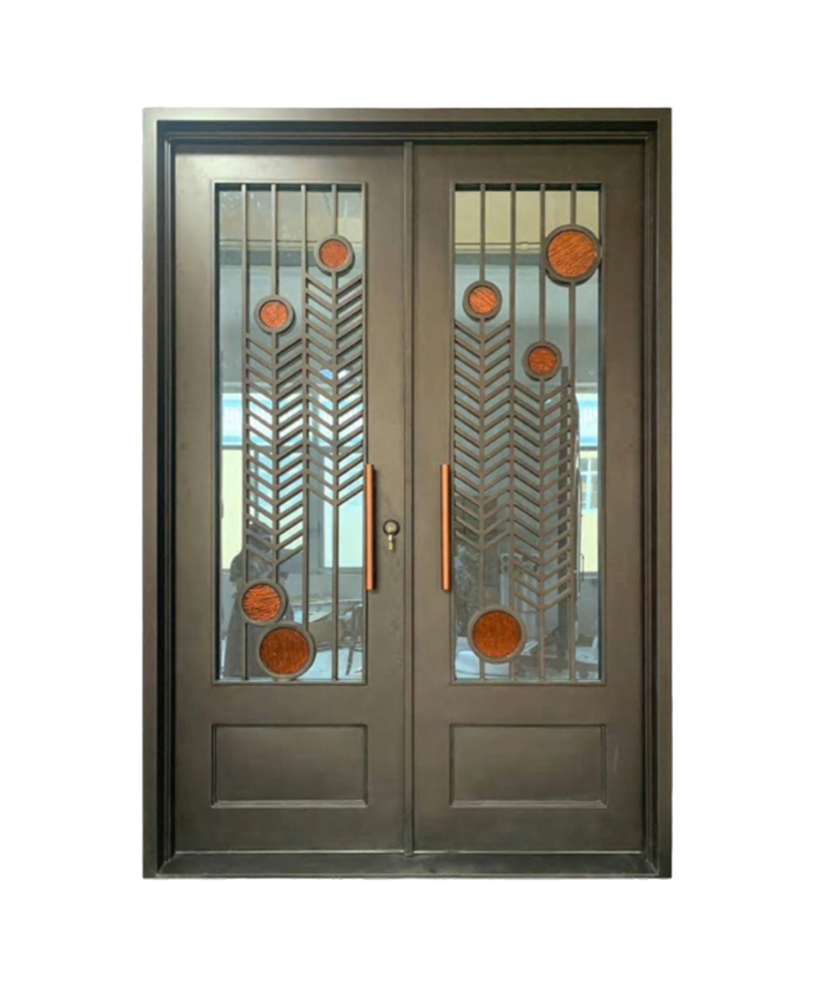 Modern Mirage Iron Double Front Door