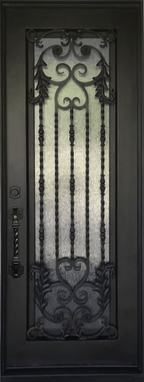 ORCHID -flat top, prehung, bug, screen, front entry single wrought iron door- 38x96 Right Hand - Door Gate Depot