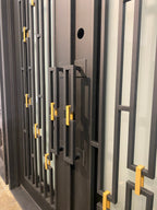 DIAMOND modern double entry, wrought iron doors,removable bug screen -72x96 Right Hand - Luxe Iron Doors 