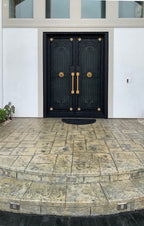 MANHATTAN - Square top, frosted glass, wrought iron door, bug screens, 61x81-Right Hand - Door Gate Depot
