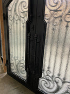 WISTERIA-Flat top arch inside , attached transom, double tempered glass, wrought iron doors , 62 x96- Right Hand - Door Gate Depot