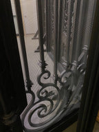 WISTERIA-Flat top arch inside , attached transom, double tempered glass, wrought iron doors , 62 x96- Right Hand - Door Gate Depot