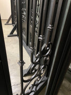 DAPHNE -Flat top inside arch with transom,double tempered insulated glass, removable bug screen, wrought iron doors-72x96 Right Hand - Door Gate Depot