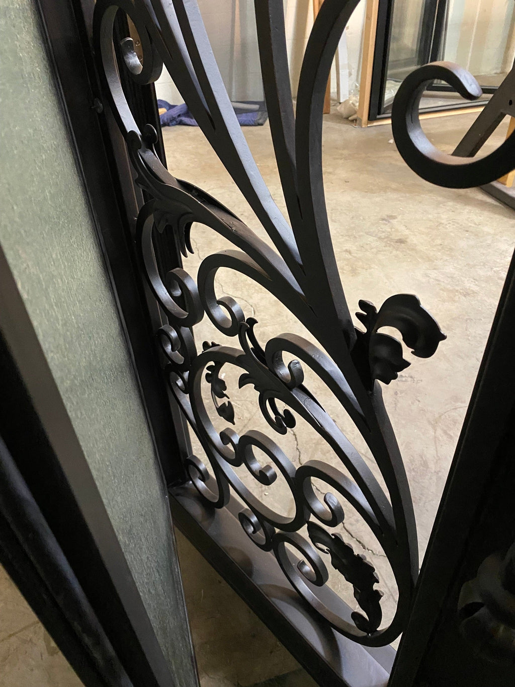 PARADISE- Double Arch Top, Transom, Front Entry Wrought Iron Doors, Bug Screens, Tempered glass,  72x96- Right Hand - Door Gate Depot