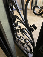 PARADISE- Double Arch Top, Transom, Front Entry Wrought Iron Doors, Bug Screens, Tempered glass,  72x96- Right Hand - Door Gate Depot