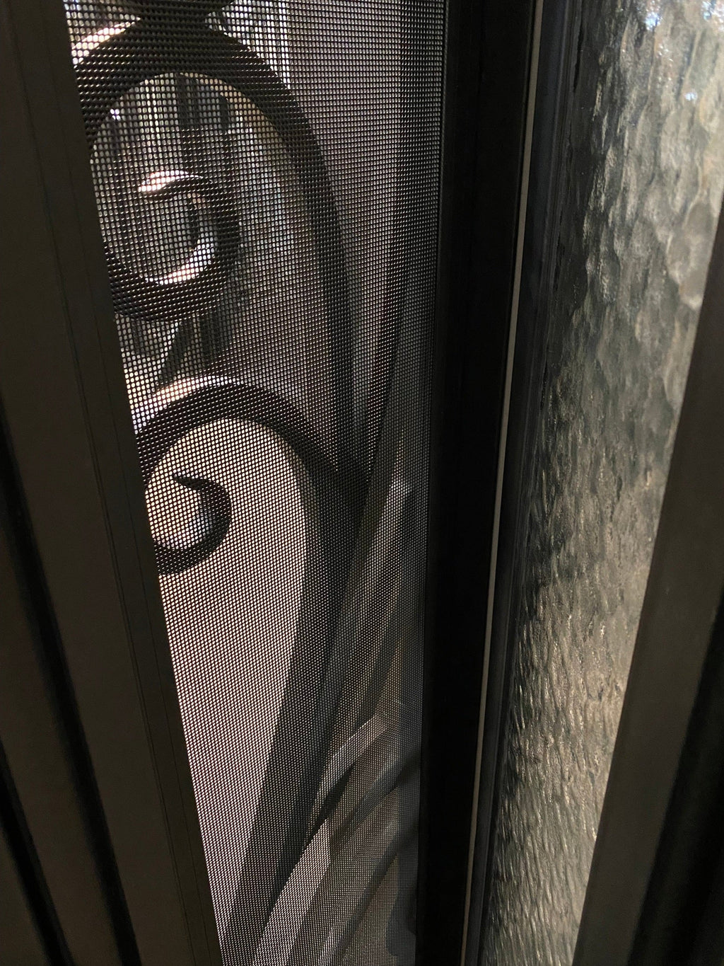 AZALEA - Single Door with transom, pre-hung, bug screen, wrought iron door, 38 x 96.5 -Right Hand - Door Gate Depot