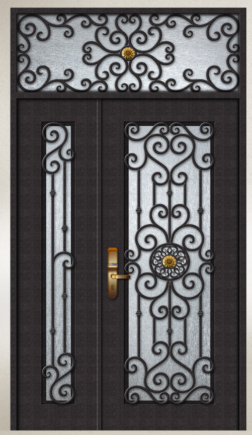 Nocturne Heart Iron Front Door With Sidelights
