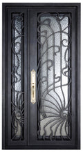 Shell Flow Iron Front Door With Sidelights