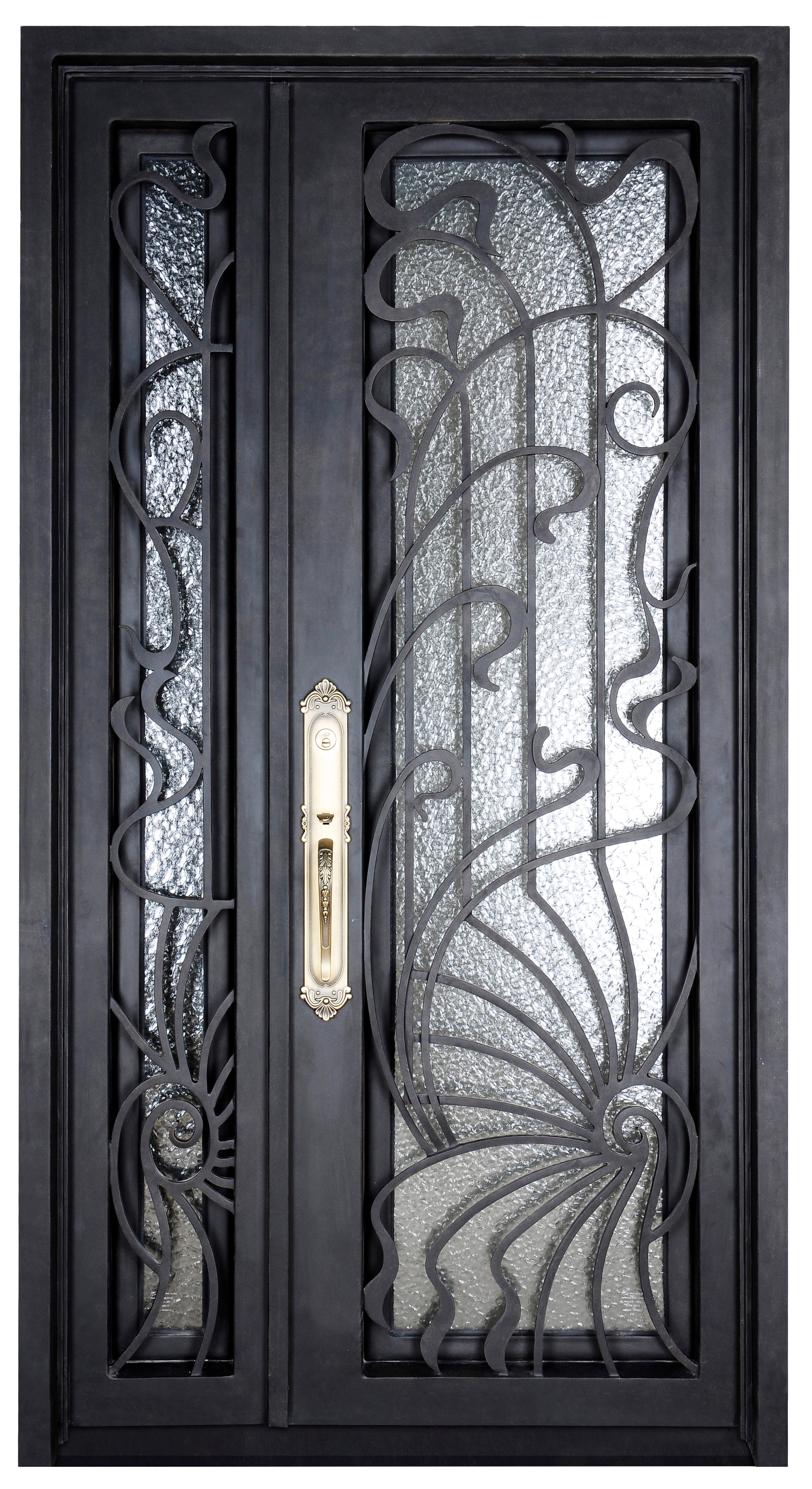 Shell Flow Iron Front Door With Sidelights