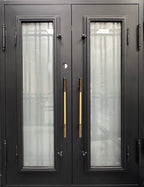 JADE- modern double front entry, wrought iron doors,removable bug screen -61x81 Right Hand - Luxe Iron Doors 