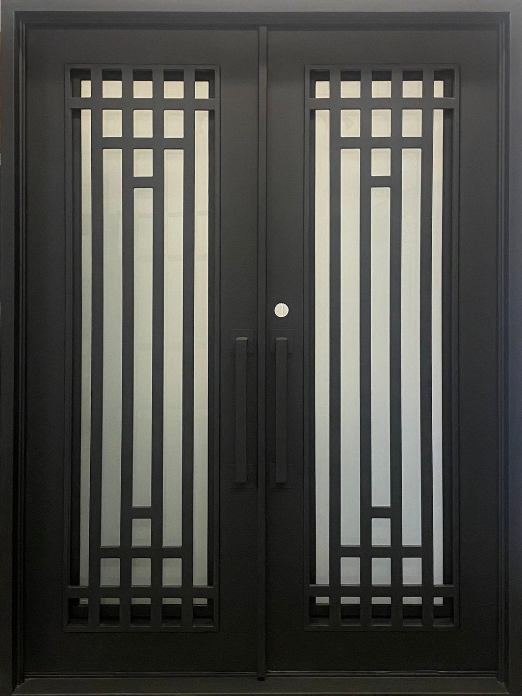 OLIVE-  square top, modern design, bug screens, wrought iron doors-72X96 Right Hand - Luxe Iron Doors 
