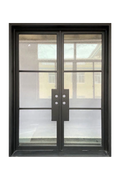 Sleek and Modern Iron Entryway with Clear Glass