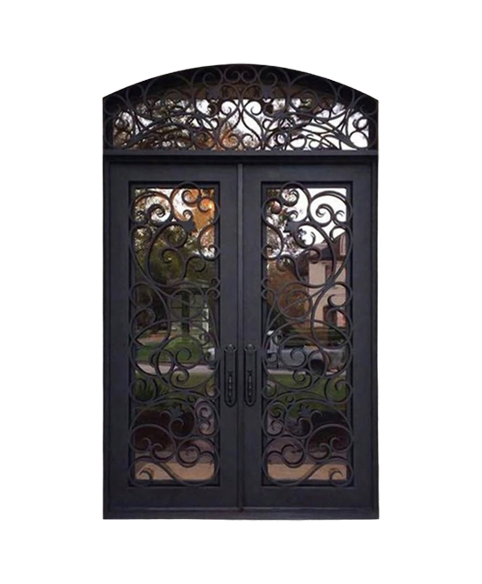 Renaissance Arched Iron Double Front Door