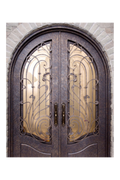 Auburn Vine Double Iron Door – Arched Design with Botanical Detailing