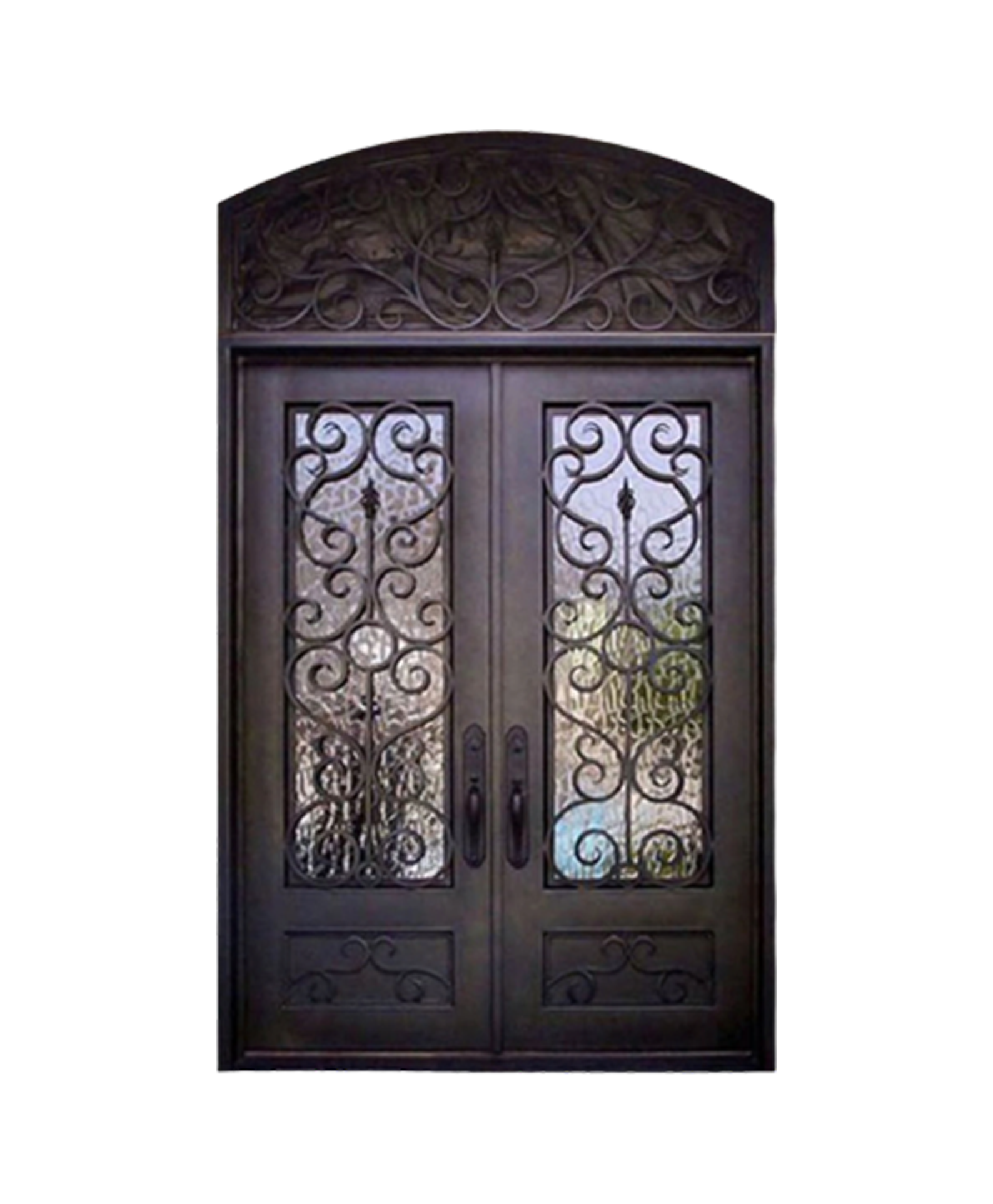 Bramble Arched Iron Double Front Door
