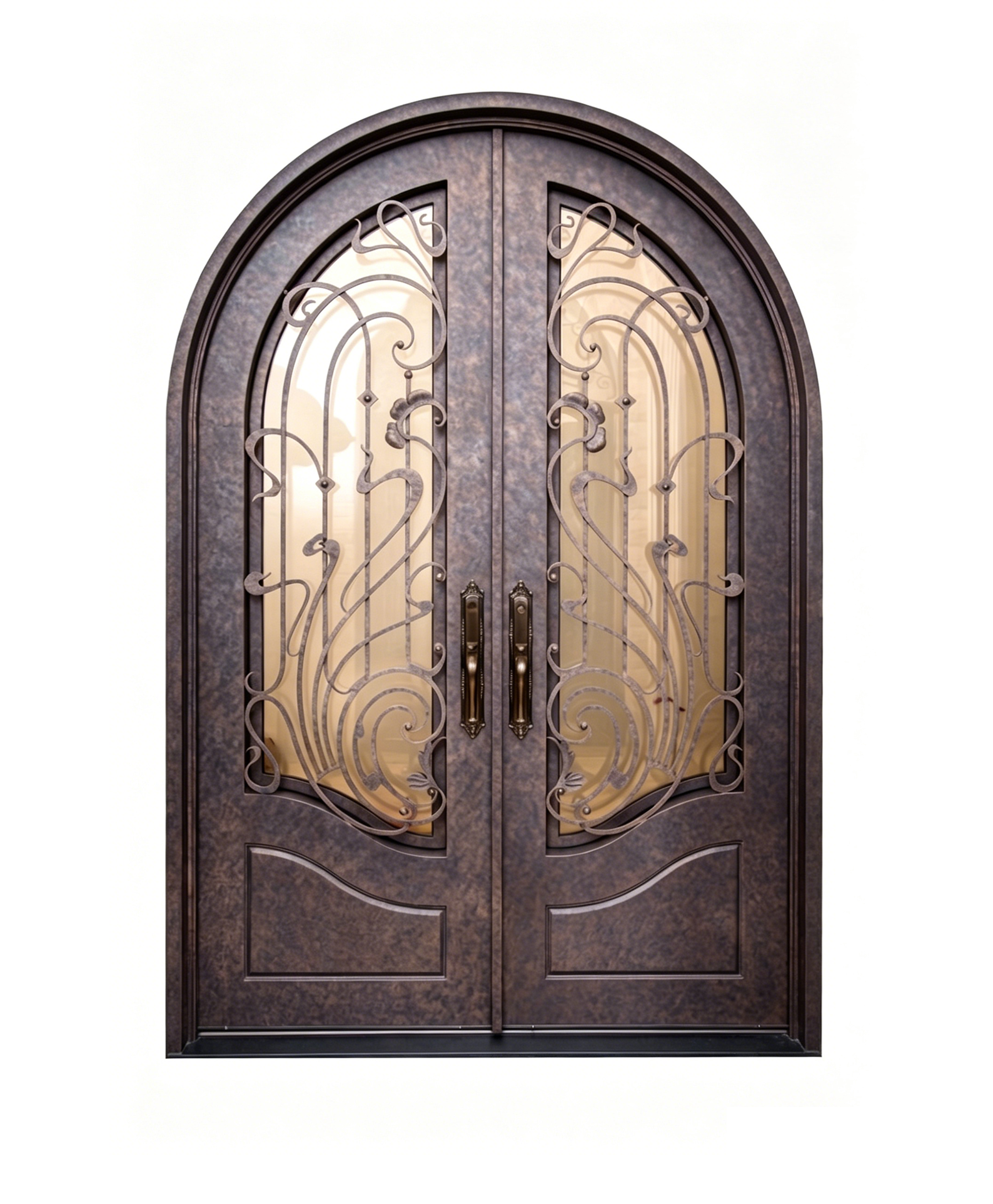 Auburn Vine Arched Iron Double Front Door
