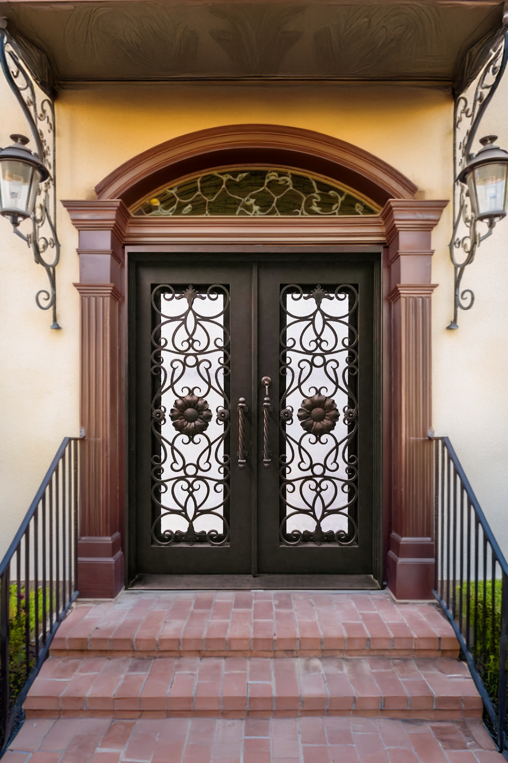 Sunflower Lavalier Iron Double Front Door