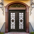 Sunflower Lavalier Iron Double Front Door