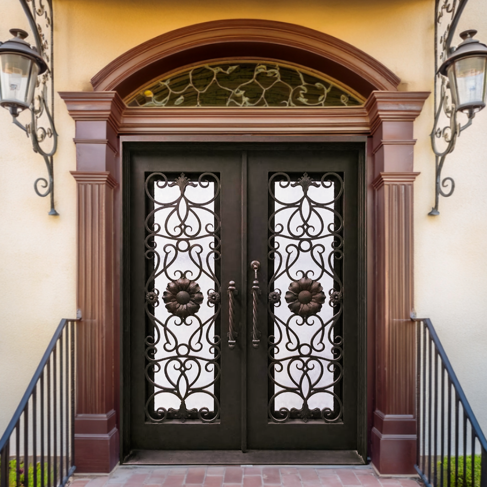 Sunflower Lavalier Iron Double Front Door