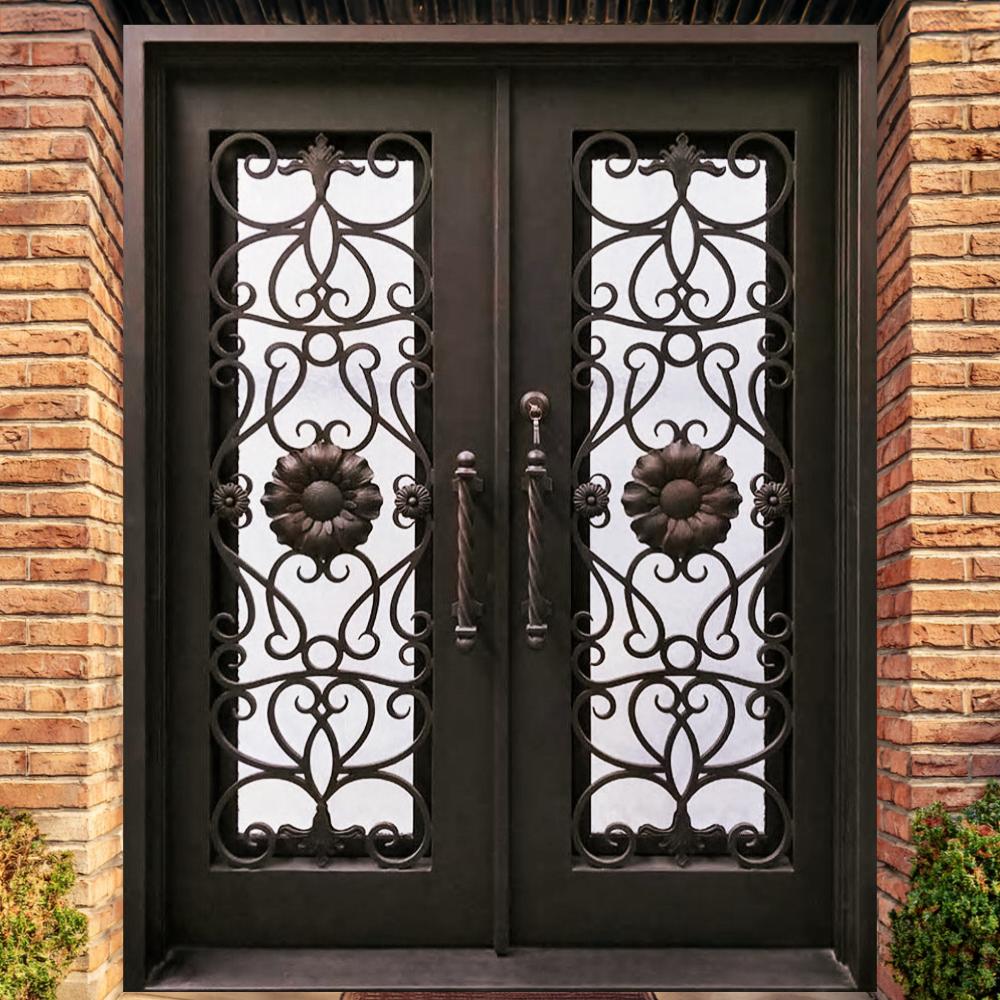 Sunflower Lavalier Iron Double Front Door