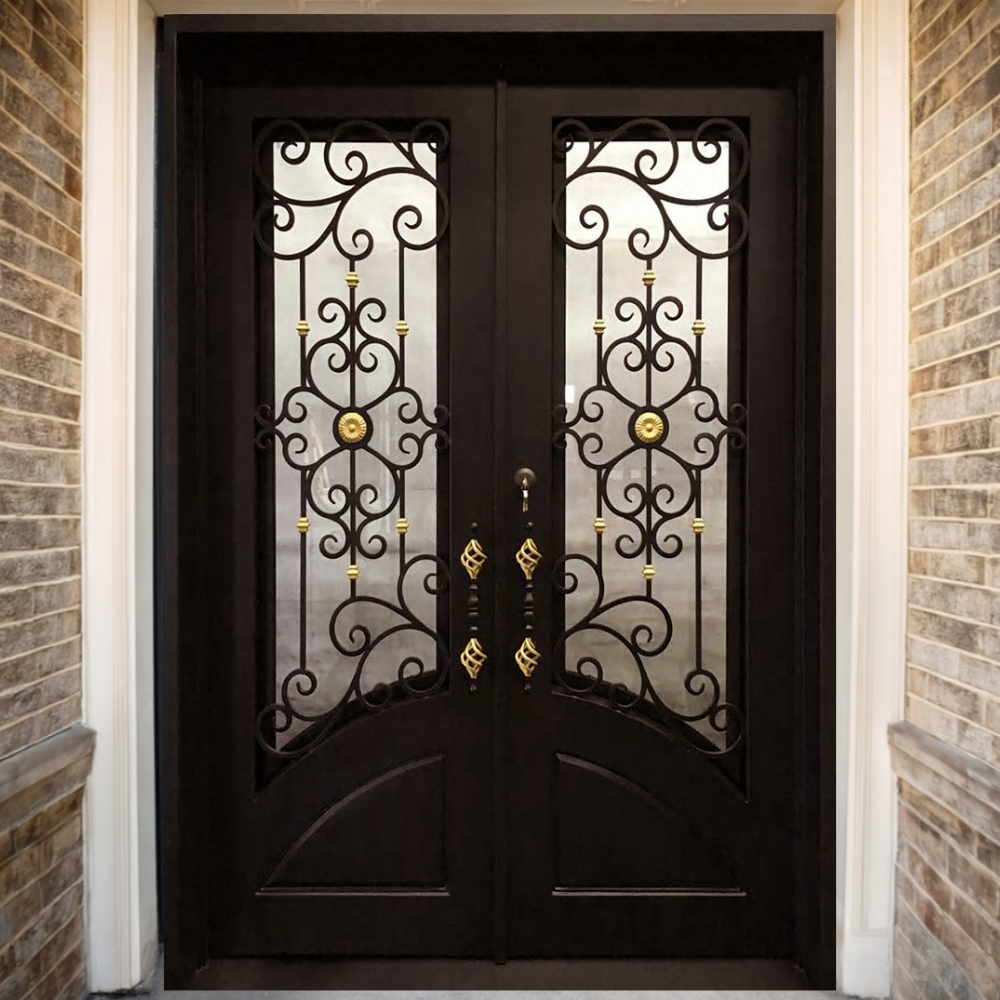 Gilded Flower Iron Double Front Door