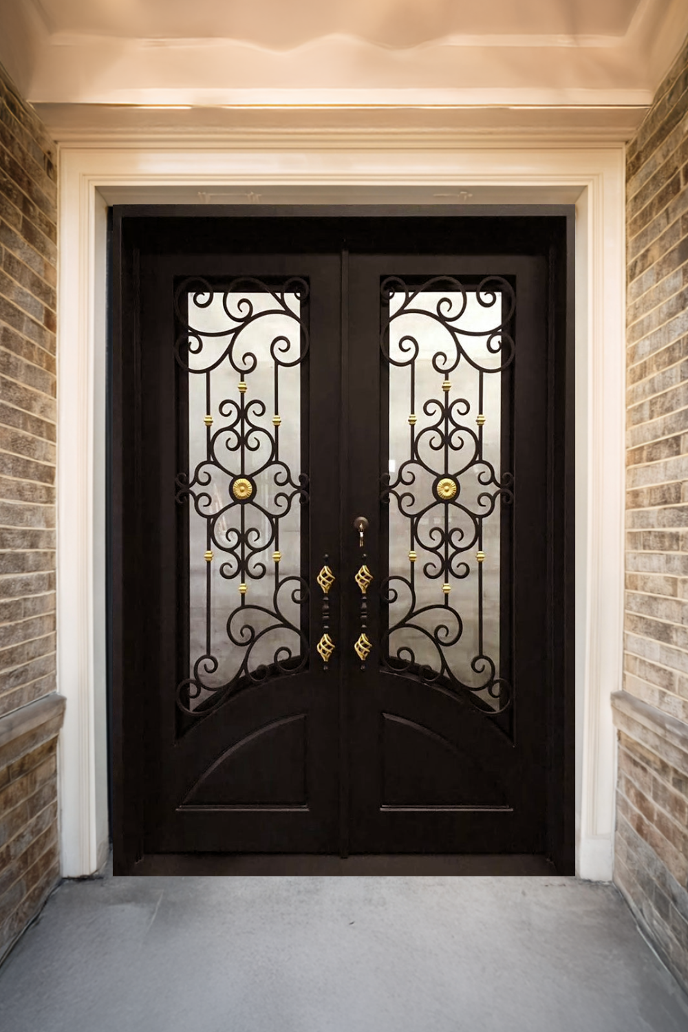 Gilded Flower Iron Double Front Door