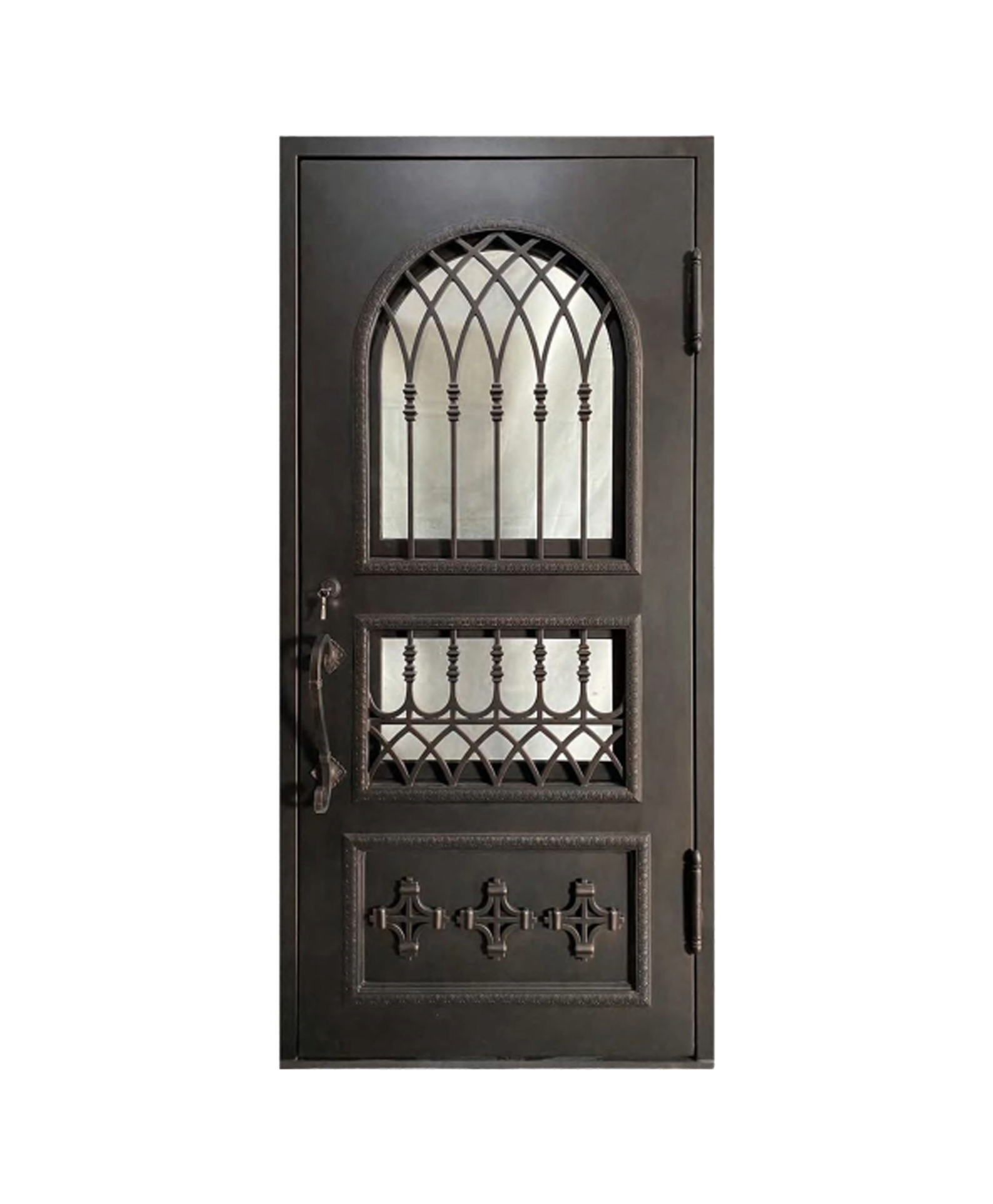 Regency Lattice Iron Arched Single Front Door