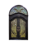 Gilded Plume Arched Iron Double Front Door