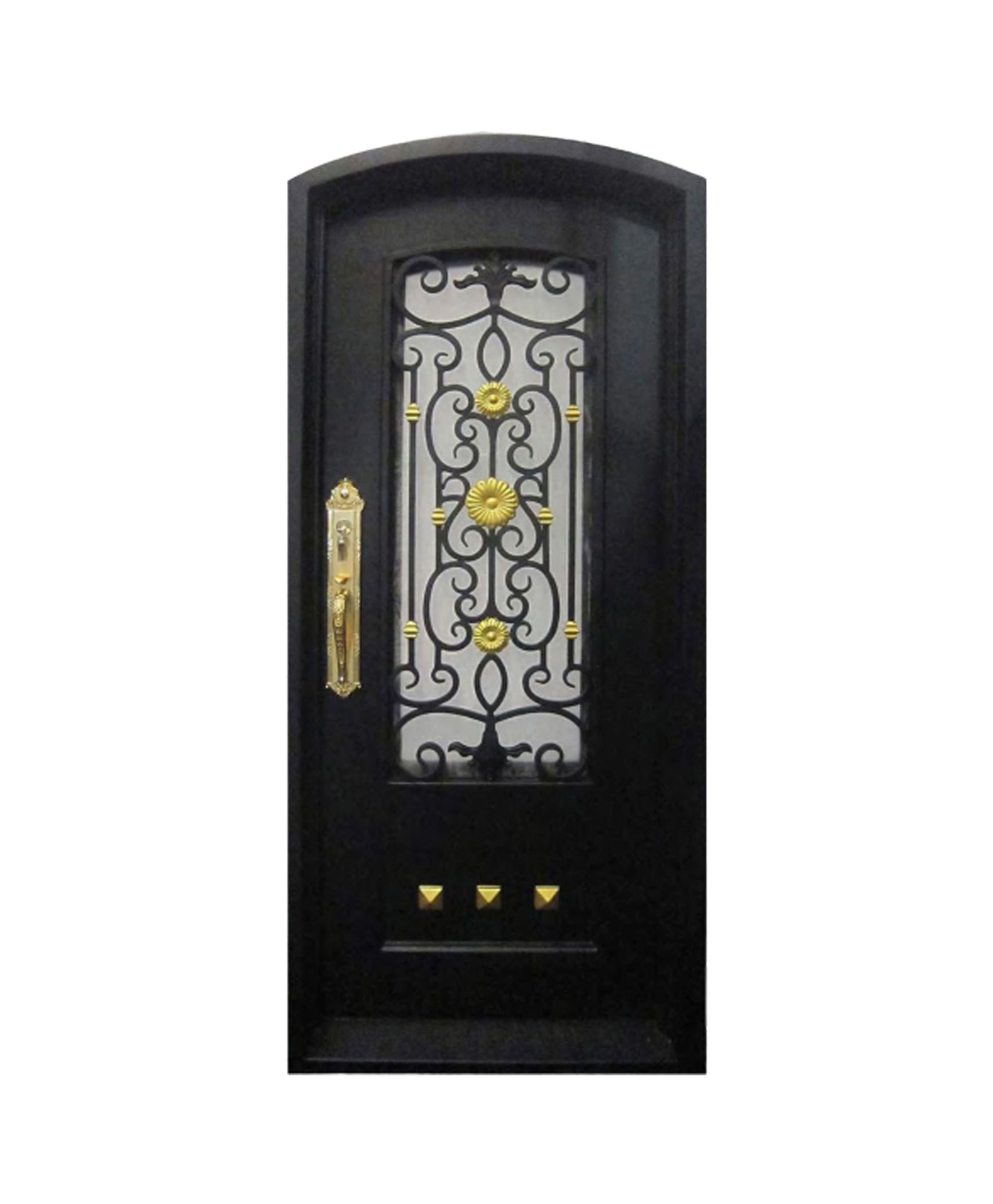 Gilded Dahlia Arched Iron Single Front Door