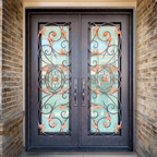 Elegant Autumn Iron Double Front Door