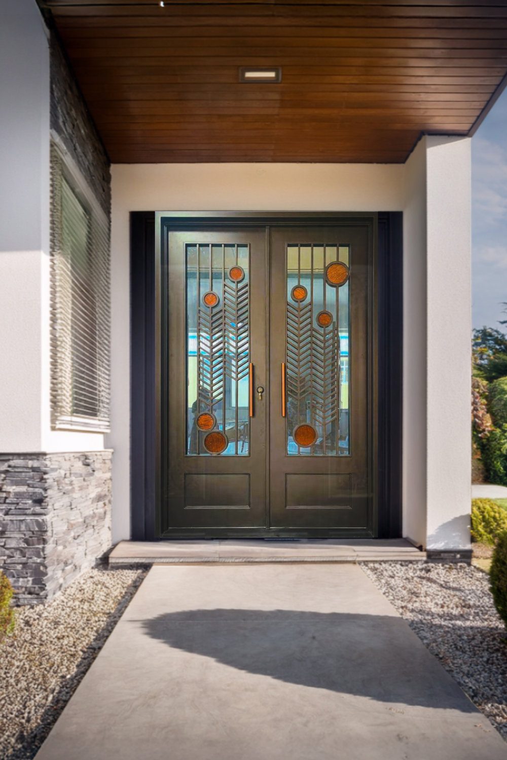 Modern Mirage Iron Double Front Door