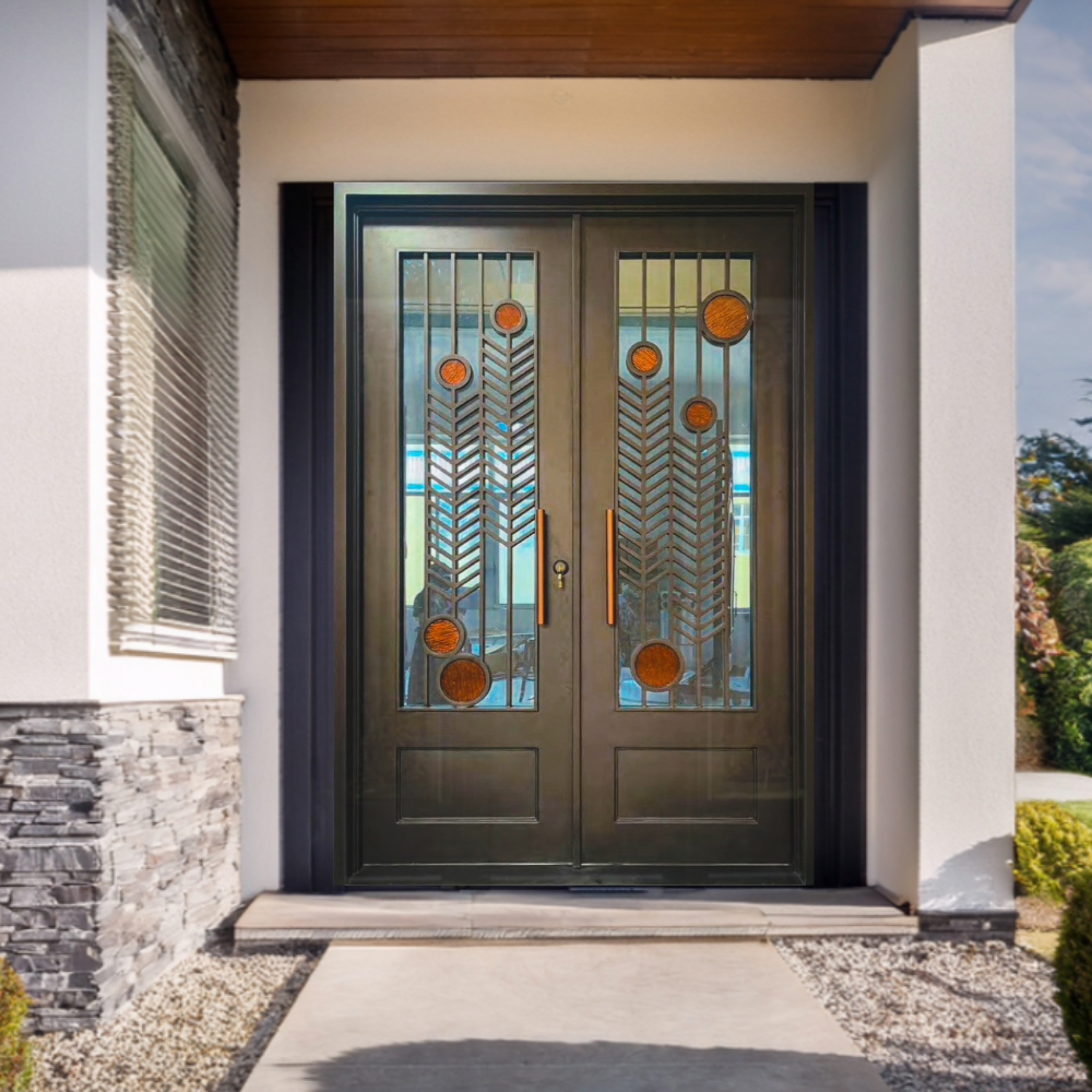 Modern Mirage Iron Double Front Door