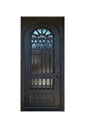 Wellington Single Arched Iron Door – Elegant Floral Ironwork