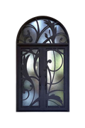Aurora Iris Double Iron Door – Garden-Inspired Arched Iron Design