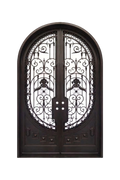 Iron Orchid Double Iron Door – Floral Arch Design with Custom Ironwork