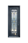 Villa Royale iron door with regal scrollwork and premium black finish