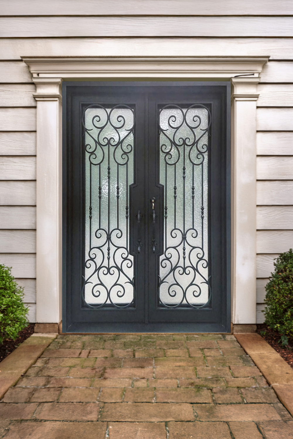 Imperial Bloom Iron Double Front Door
