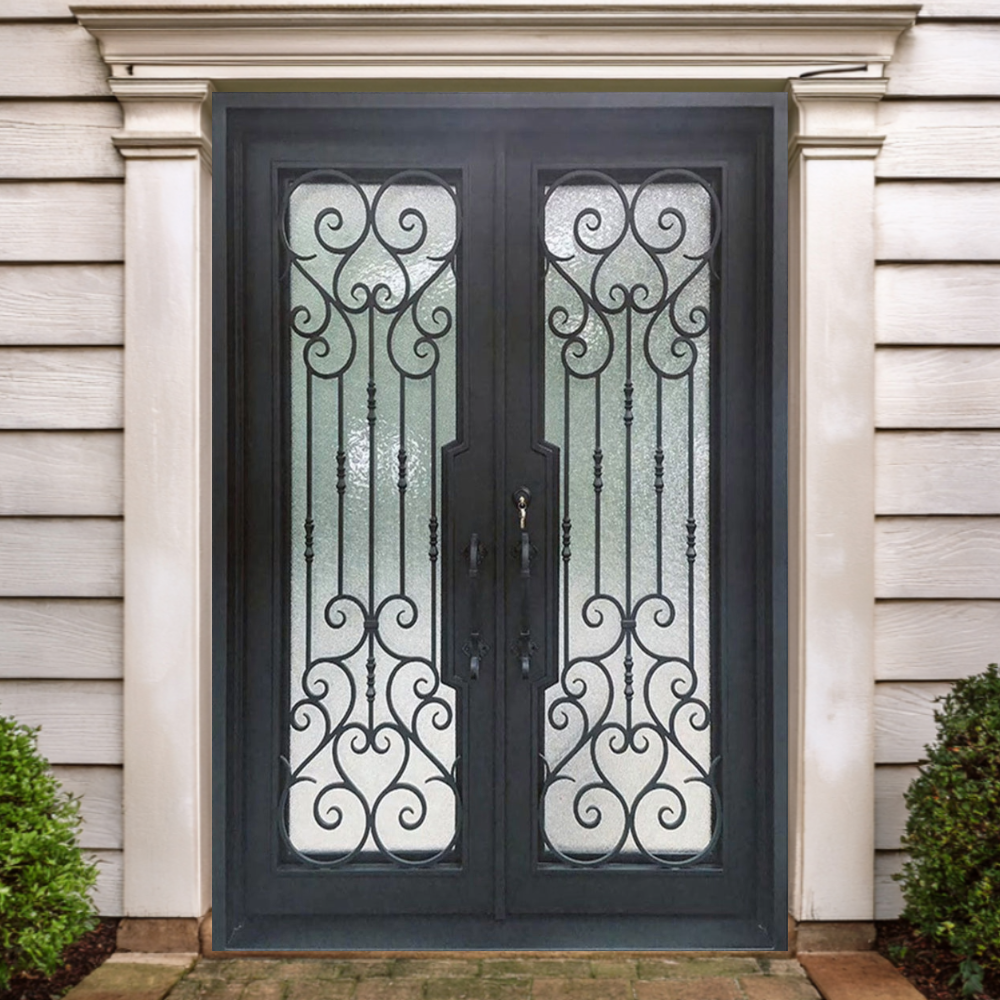Imperial Bloom Iron Double Front Door