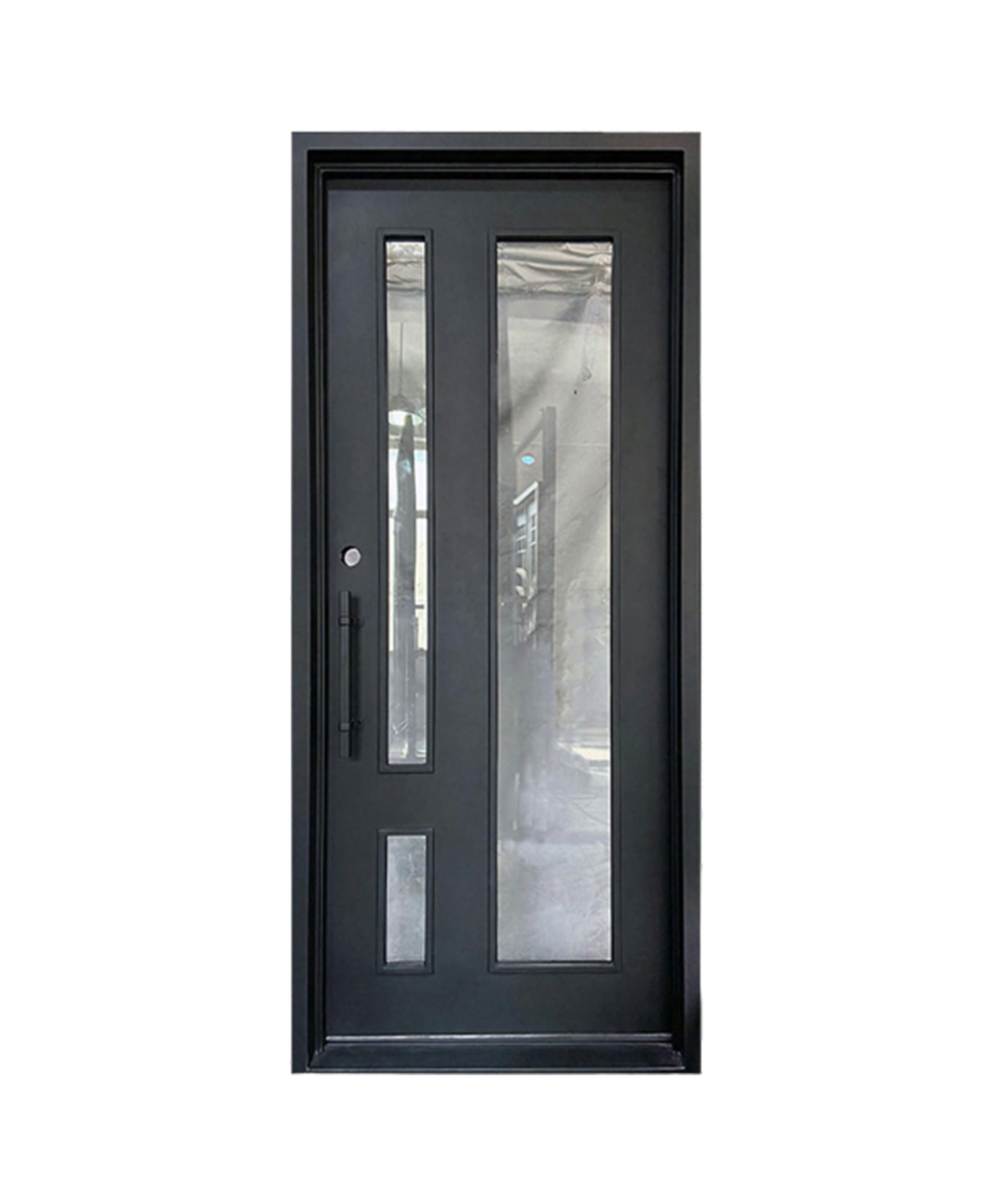Parallel View Iron Single Front Door