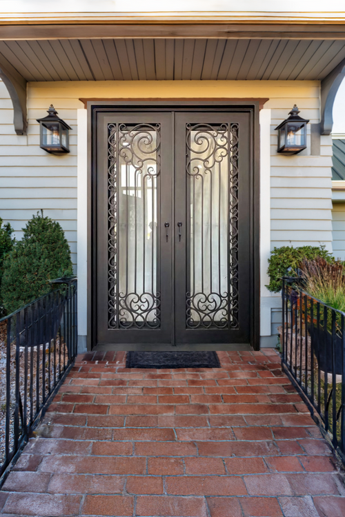 Baroque Scroll Iron Double Front Door