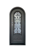 Oxford Estate wrought iron door with ornamental curves and stately black finish