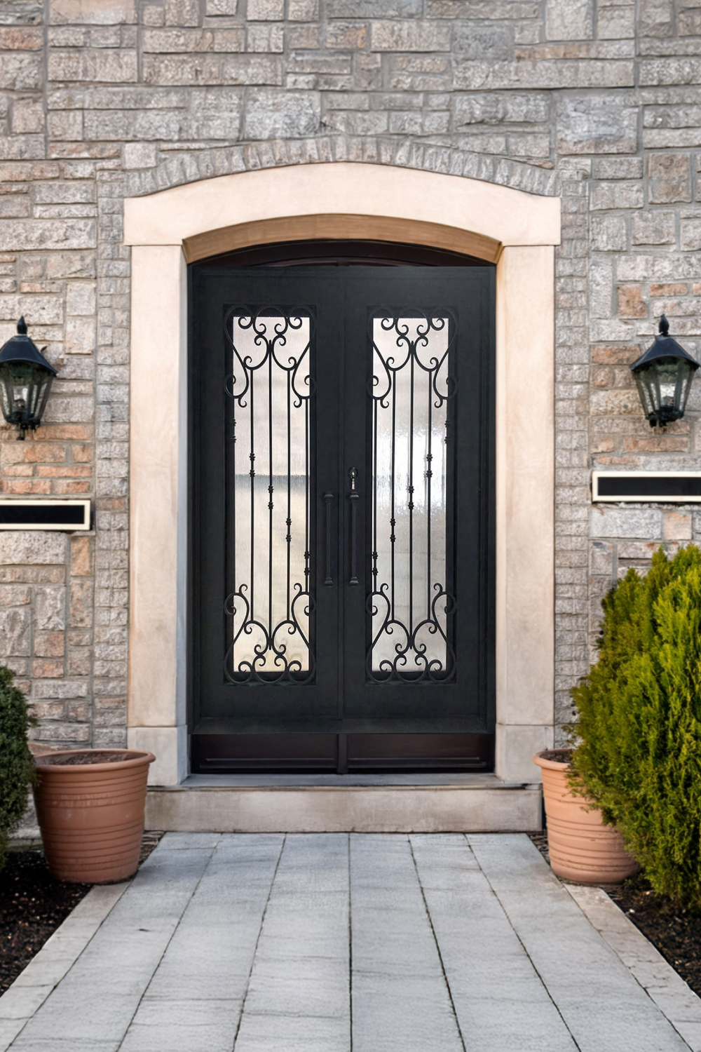 Garden Stairwell Iron Double Front Door
